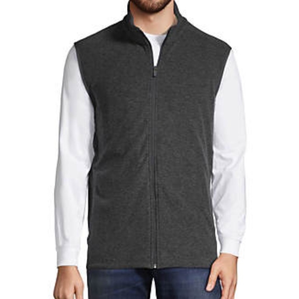 Men's Thermacheck 100 Fleece Vest Lands' End grey size large EUC